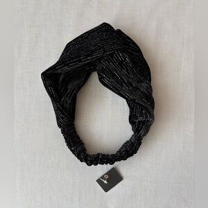 Elegant Black Silver Glitter Velour Headband Shiny Party Essentials